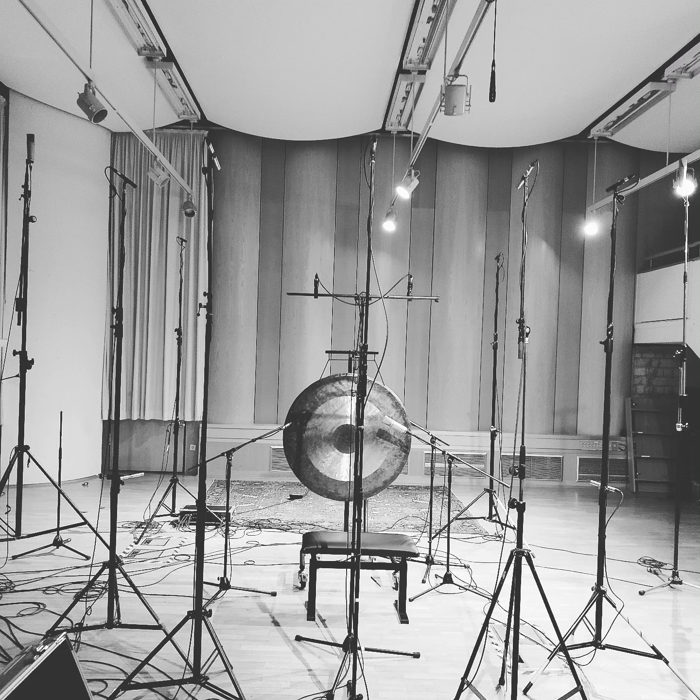 A three-dimensional microphone array prepared for a recording in 2023